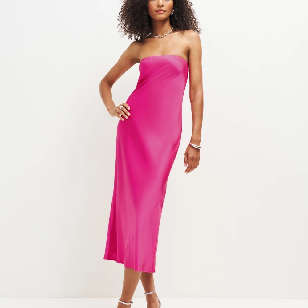NWT Reformation Joanna Silk Dress Fuchsia - NEVER WORN!
